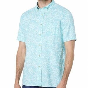 Southern Tide Linen and Rayon XXL Green Palm steered Print SS